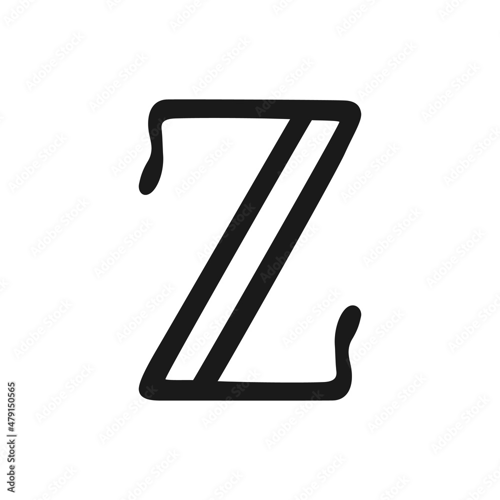 Letter Z logo, icon. Hand drawn isolated letter z sign. Handwritten ...