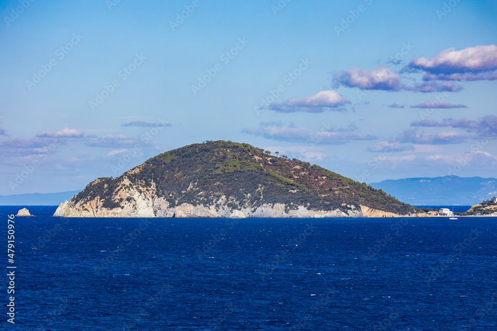 View over the coast and the sea near Maricana Marina on the island of Elba in Italy