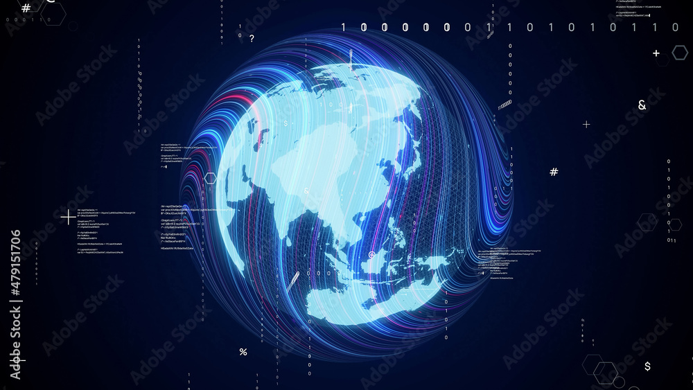 Obraz premium グローバルネットワーク デジタルトランスフォーメーション