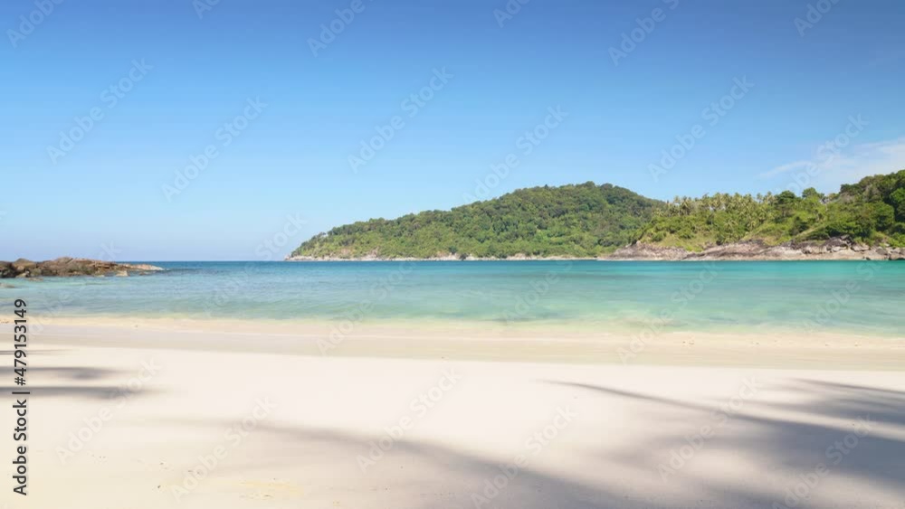 Panoramic view white sandy turquoise water tropical island. Panoramic view white sandy turquoise water tropical island.