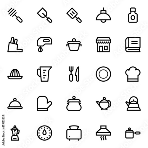 Outline icons for kitchen.