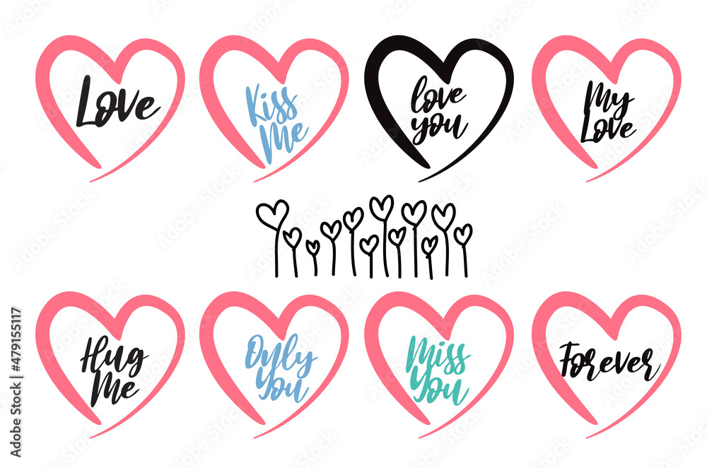 Love Hearts with sayings , Happy Valentines Day, Love Vector design.
