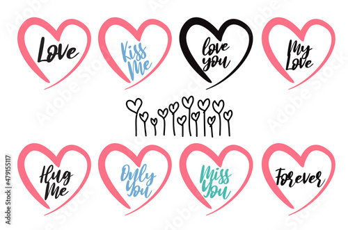 Love Hearts with sayings , Happy Valentines Day, Love Vector design.