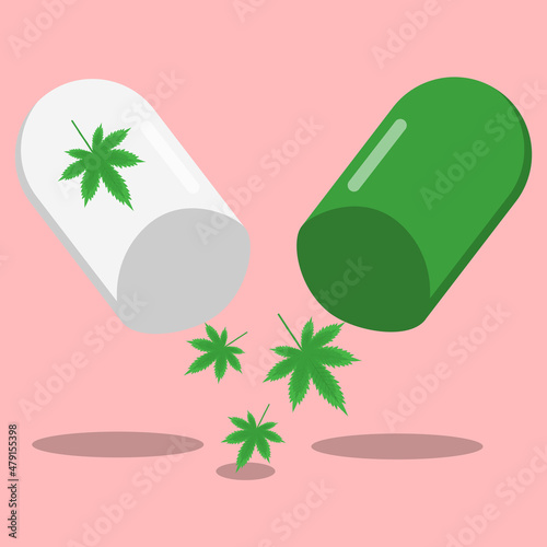 Medical marijuana pill. Vector illustration