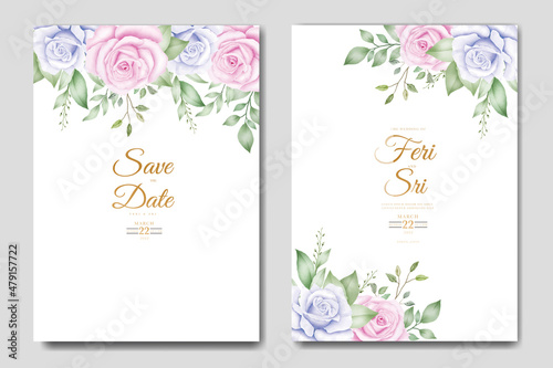 wedding invitation card with floral watercolor
