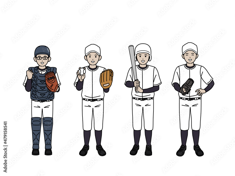 野球部 クラブ活動 部活 スポーツ ユニフォーム姿の少年 中高生 笑顔 全身 イラスト Stock Vector Adobe Stock 野球部 クラブ活動 部活 スポーツ ユニフォーム姿の少年 中高生 笑顔 全身 イラスト Stock Vector Adobe Stock