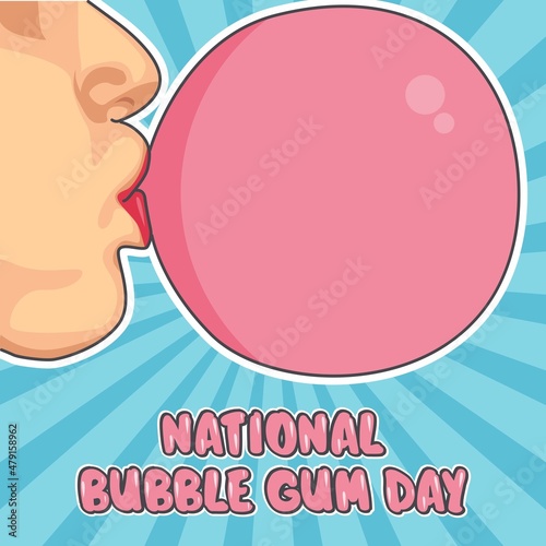 vector graphic of national bubble gum day good for national bubble gum day celebration. flat design. flyer design.flat illustration.