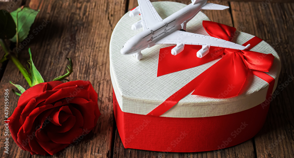 Valentine's Day. A beautiful gift trip. Selective focus. Valentine's Day. A beautiful gift trip. Selective focus.