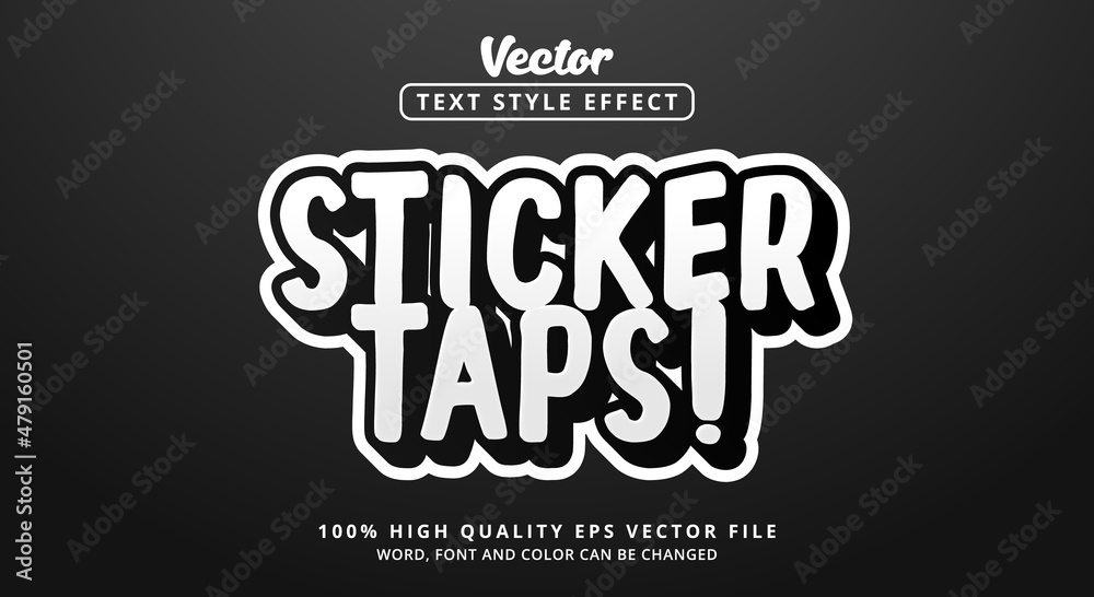 Editable text effect, Sticker Taps text with modern color style