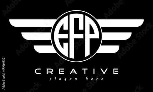 EFP three letter monogram type circle letter logo with wings vector template. photo