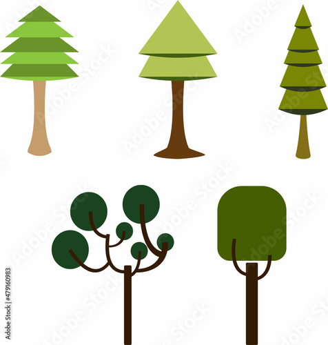 various designs of vector trees. can be used to support the design of healthy living, nature in urban areas and in playgrounds