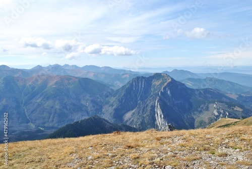 Beautiful mountain landscape. A trail leading through the Tatra National Park.