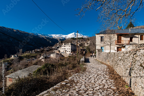 Kallarites village, a traditional village in Tzoumerka, Epirus, Ioannina, Greece photo