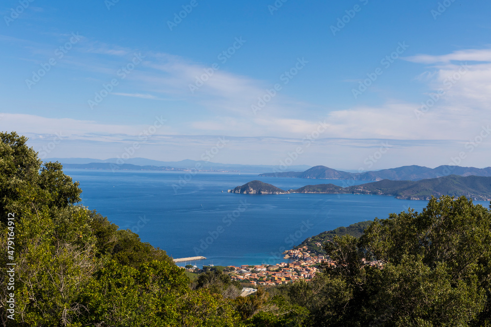 View over the coast and the sea near Maricana Marina on the island of Elba in Italy