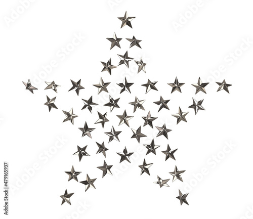 Punk Star Studs in the shape of a big star. Illustration from 3d rendering isolated on white background. photo