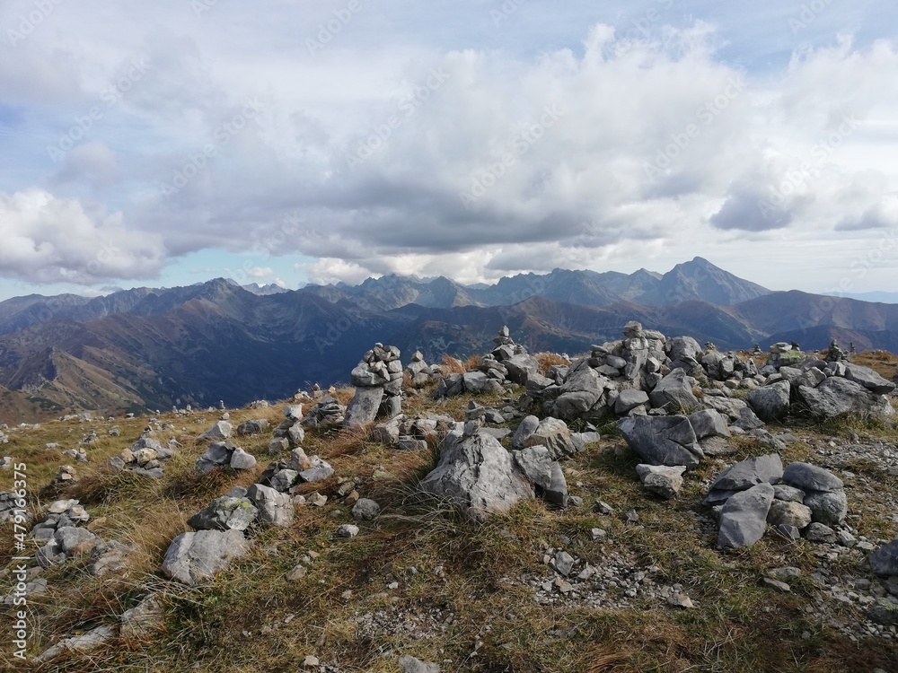 Beautiful mountain landscape. A trail leading through the Tatra National Park. Beautiful mountain landscape. A trail leading through the Tatra National Park.