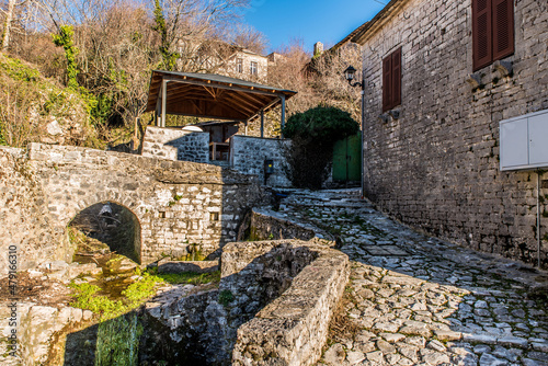 Kallarites village, a traditional village in Tzoumerka, Epirus, Ioannina, Greece photo