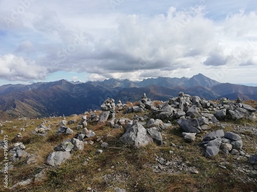 Beautiful mountain landscape. A trail leading through the Tatra National Park.