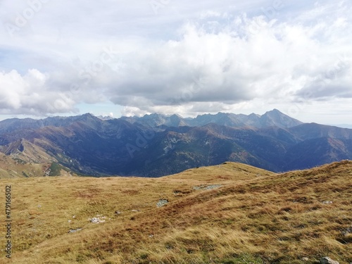 Beautiful mountain landscape. A trail leading through the Tatra National Park.