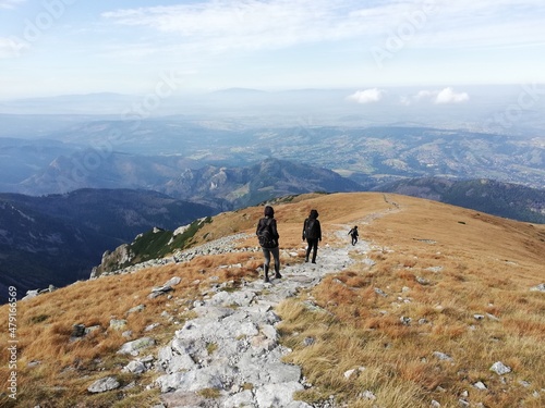 Beautiful mountain landscape. A trail leading through the Tatra National Park.