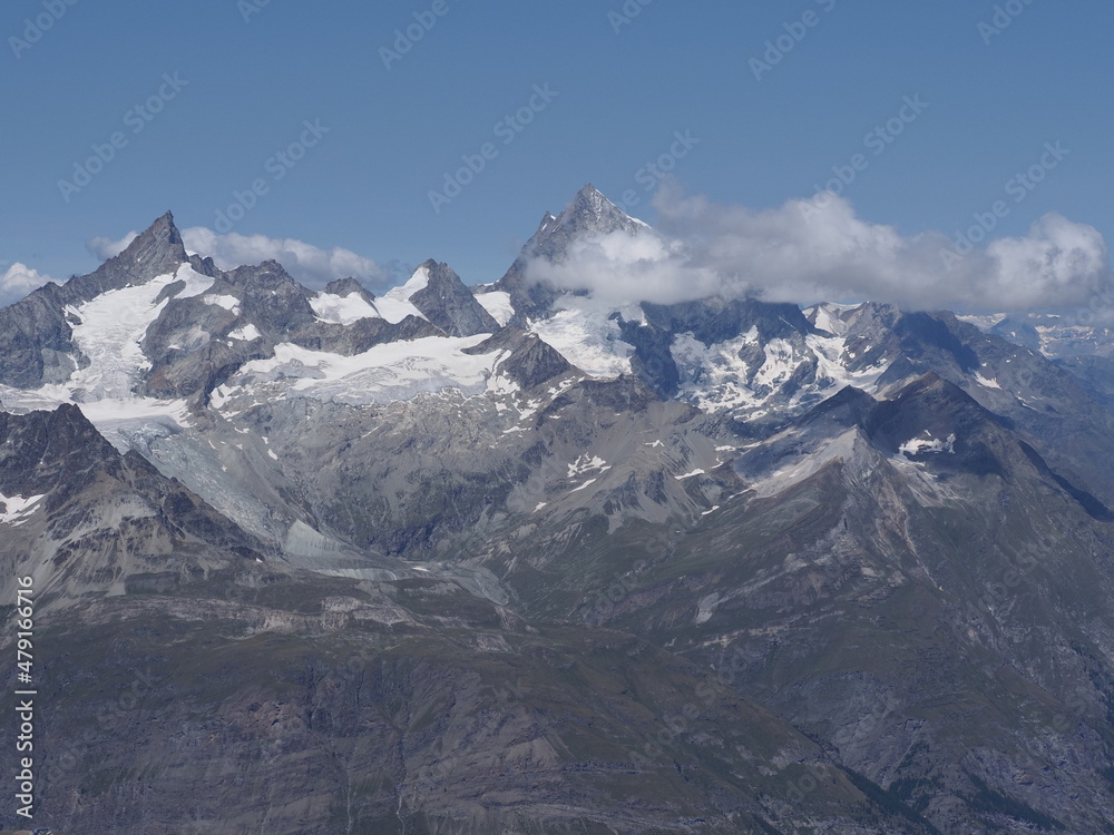 Panorama of Alps from Klein Matterhorn in Switzerland