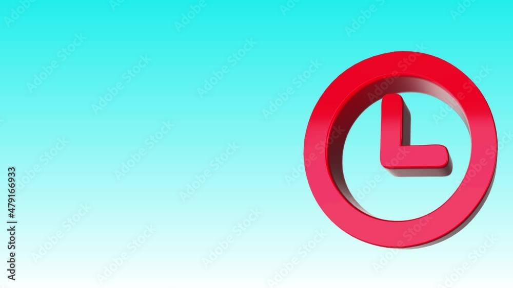 Clock on a blue background - 3D animation - Icon Clock on a blue background - 3D animation - Icon