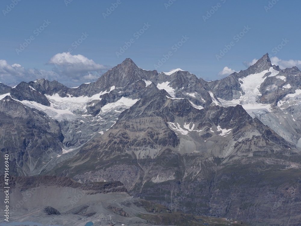 Fototapeta premium Massif of Alps from Klein Matterhorn in Switzerland
