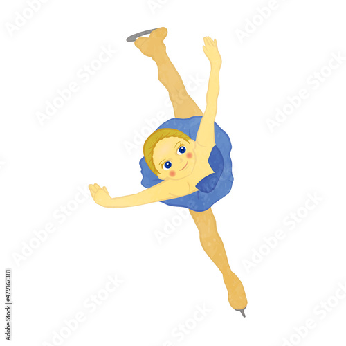 Cute figure skating girl doing camel technique 02