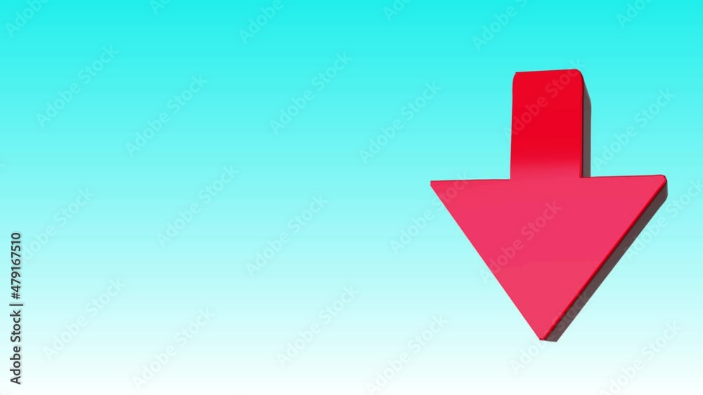 Down arrow - Pointer - 3D animation on a blue background - Icon Down arrow - Pointer - 3D animation on a blue background - Icon