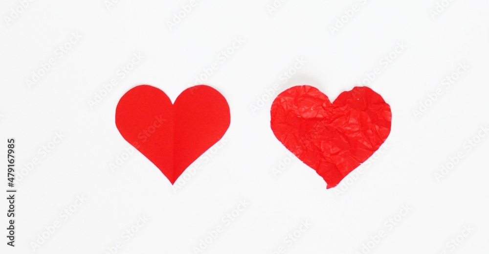 Red heart on a white background, heart, I love you