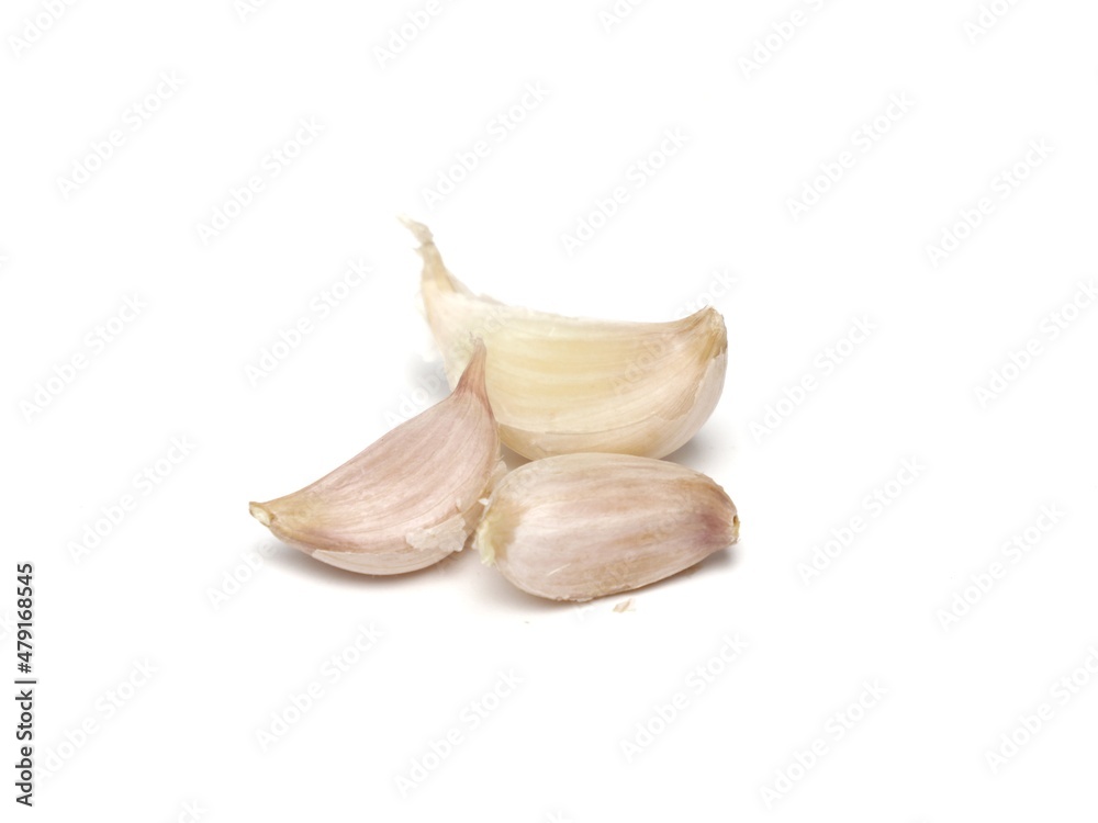 photo of garlic on a white background