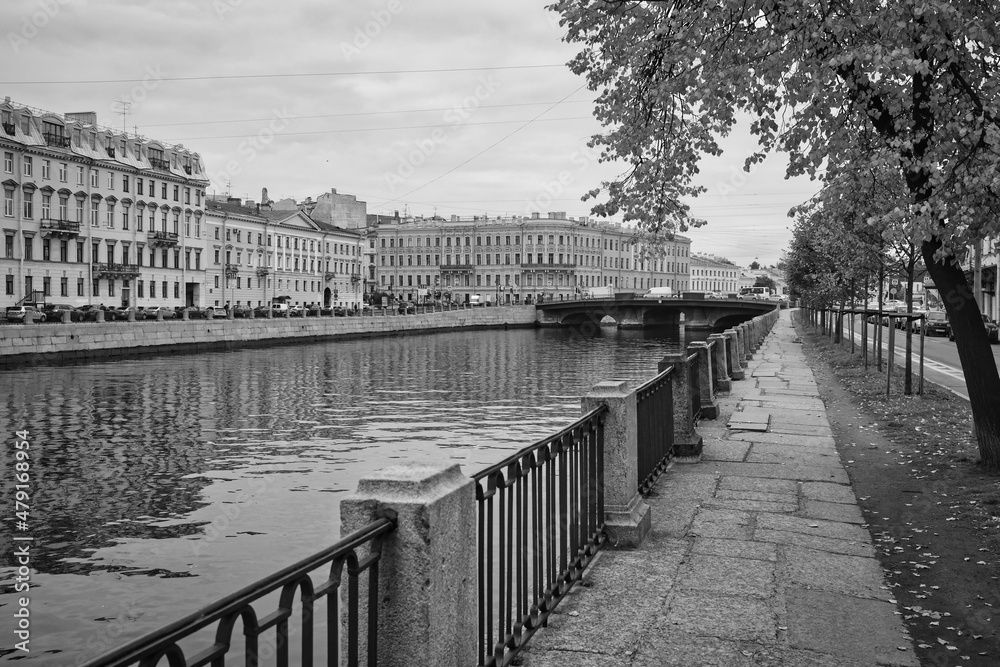 The embankment of Fontanka river in Saint Petersburg.