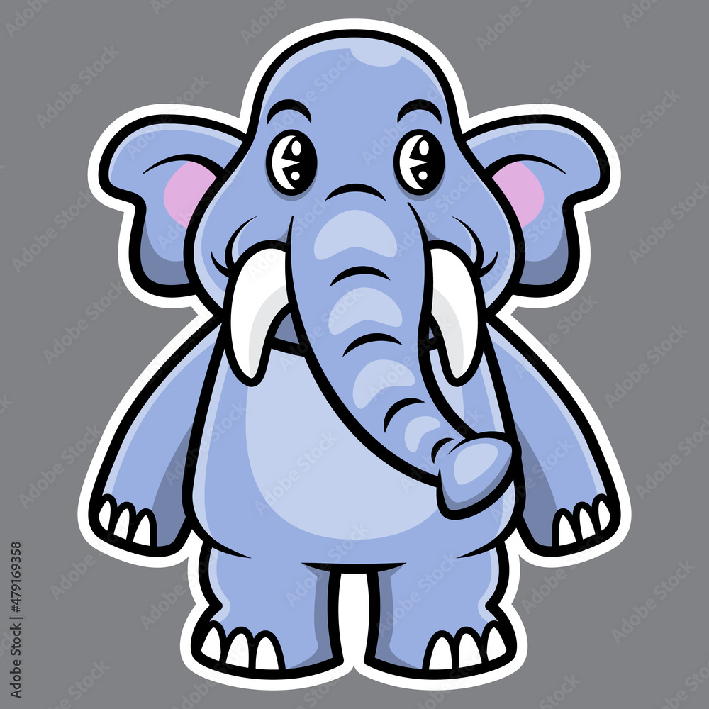 Cartoon illustration of adorable baby elephant standing, best for mascot, logo, sticker, and decoration with animal themes for children Cartoon illustration of adorable baby elephant standing, best for mascot, logo, sticker, and decoration with animal themes for children