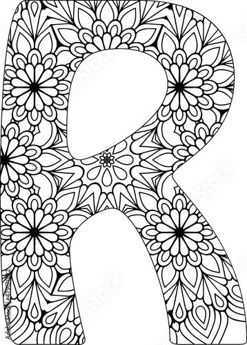 Alphabet mandala Coloring book for adults and children letter
