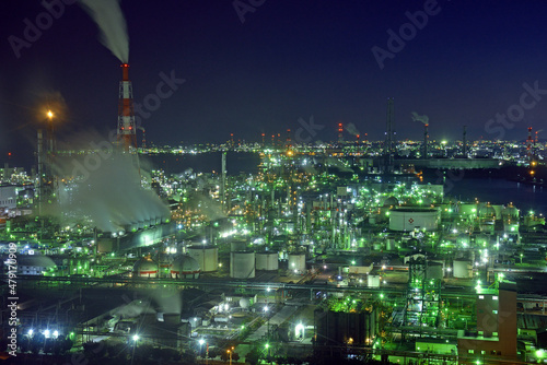 Yokkaichi Industrial Complex at night in Mie Prefecture,
Japan photo