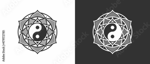 ying yang illustration icon logo design