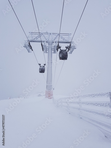 Kolejka linowa w śnieżycy na Słowacji