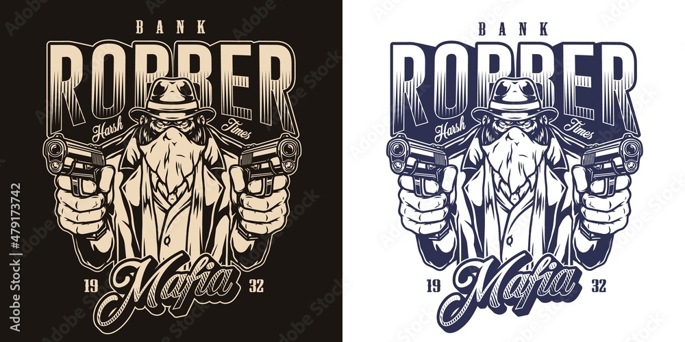 Obraz premium Mafia logotype with gorilla robber