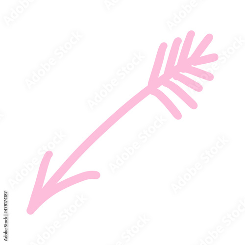 Pink arrow for Valentines Day. Arrow icon isolated on white.