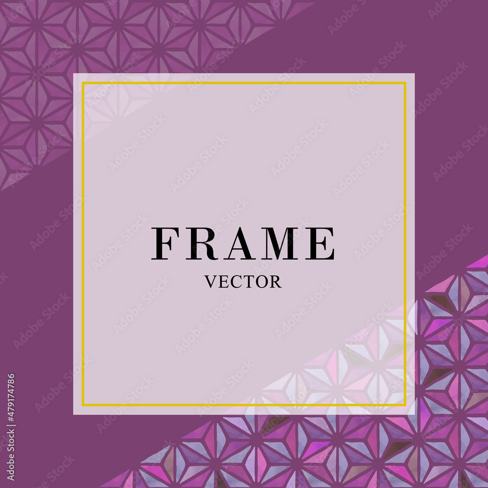 Japanese style background frame illustration (vector) of Geometric pattern (hemp leaf)