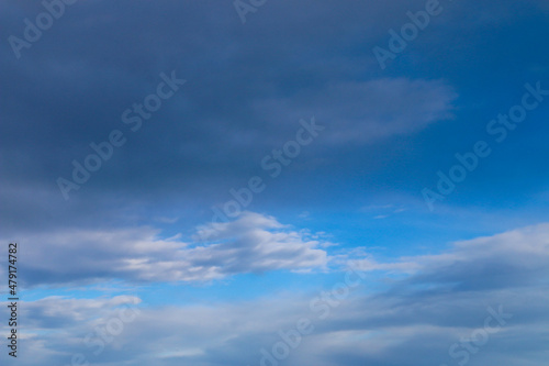 blue sky with dark white clouds