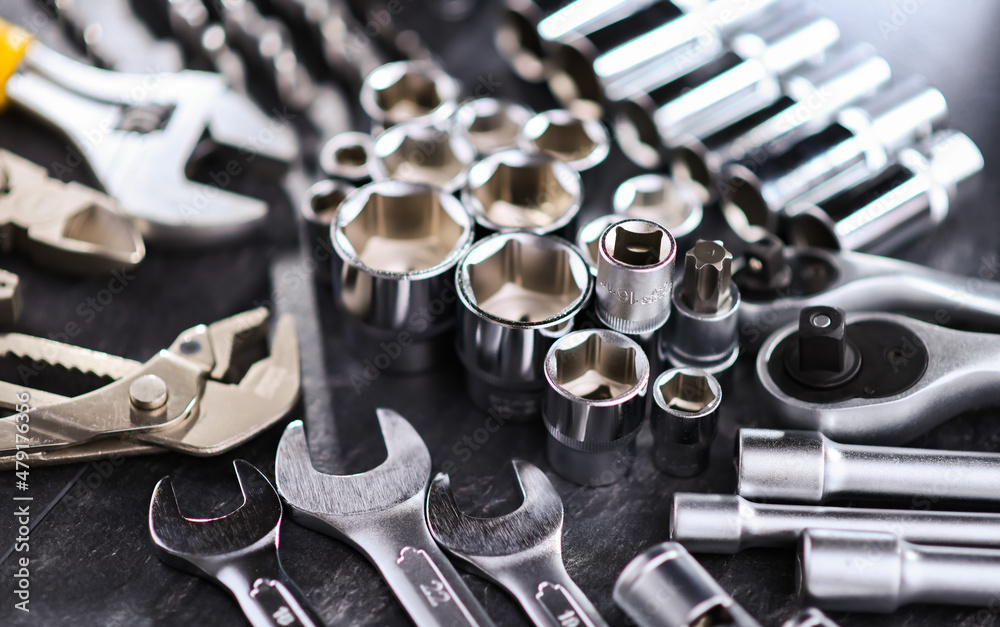 Composition with a variety of metal tools Composition with a variety of metal tools