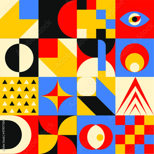 Neo bauhaus style geometric pattern.