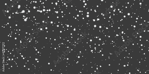 Vector illustration. Winter overlay for use on dark backgrounds. Snowfall. Blizzard. Frost. Snowy top background. Template for wallpapers, web pages, posters. Snow storm concept. Freezing glass