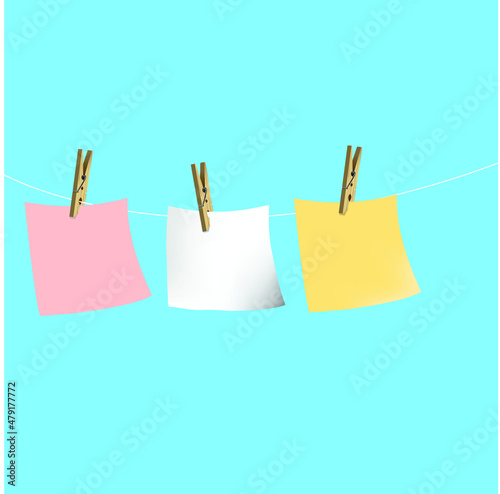 papers on a clothesline