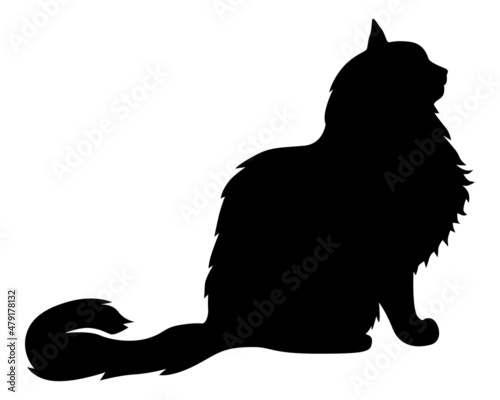 Silhouette of a black cat sitting