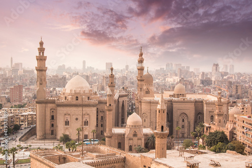 Nice view of the Mosque-Madrasa of Sultan Hassan in Cairo, Egypt