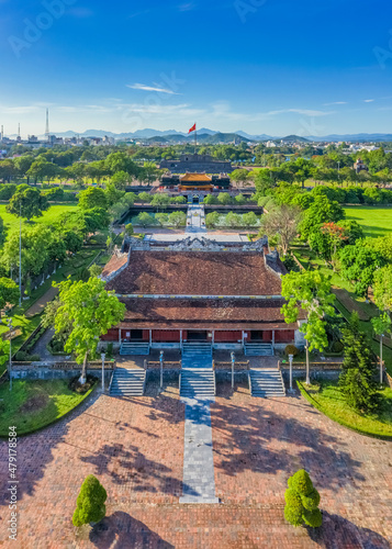 Wonderful view of the Thai Hoa palace in the Imperial City with the Purple Fo...