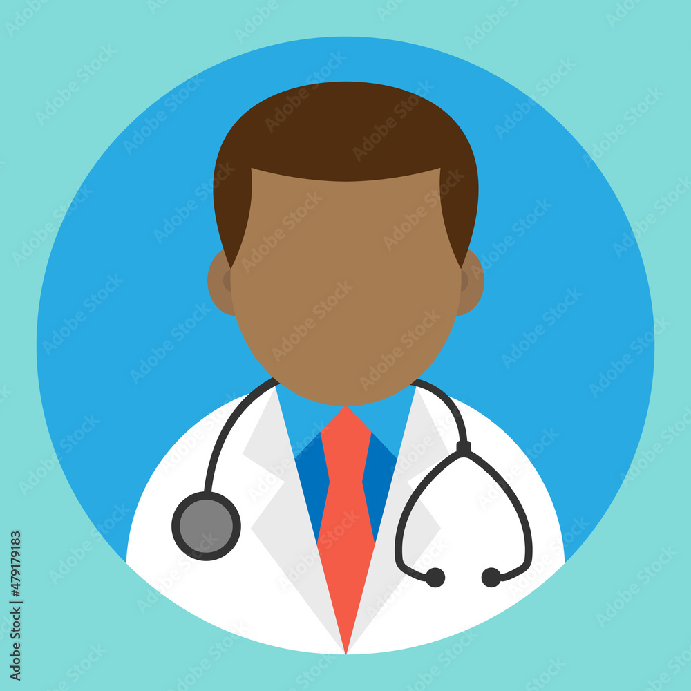 Fototapeta premium icon, sticker, doctor man black, in flat style, vector
