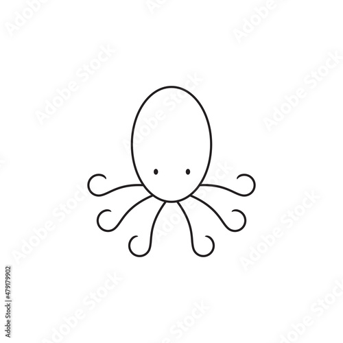 line icon simple octopus isolated on white background.
